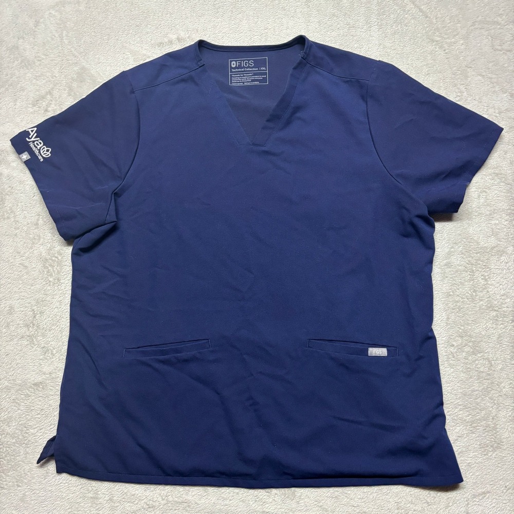 FIGS Scrub Top Womens XXL Casma Navy Blue V-Neck Technical Collection EUC